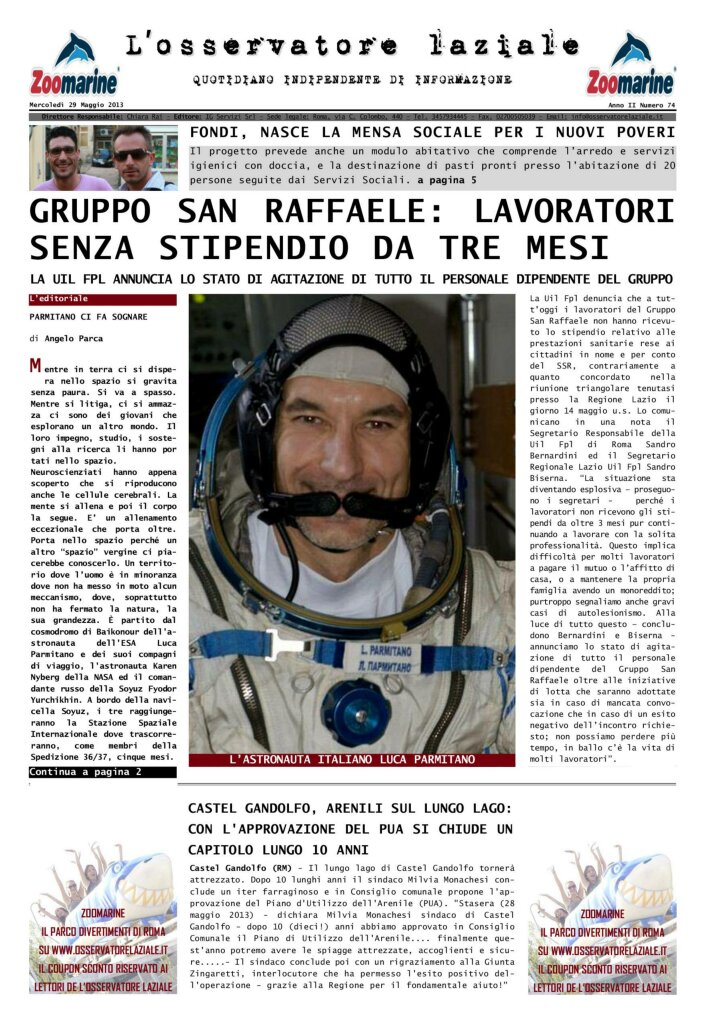 L'osservatore d'Italia edizione del 29 Maggio 2013